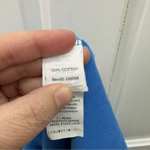 L.L. Bean wide neck blue short sleeve shirt women's large regular pit to pit 22 - Picture 4 of 4
